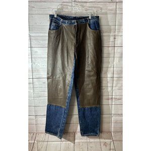UFO Brand Denim Blue Jeans 32 x 32 w/ Faux Leather Brown Pants Made in Italy